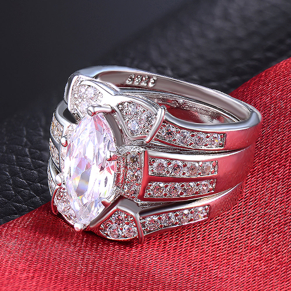 AdoraWeddingRingSetforWomenEngagementRing2MatchingBandCubicZirconiaBlackHaloGingerLyneCollection_Silver-7