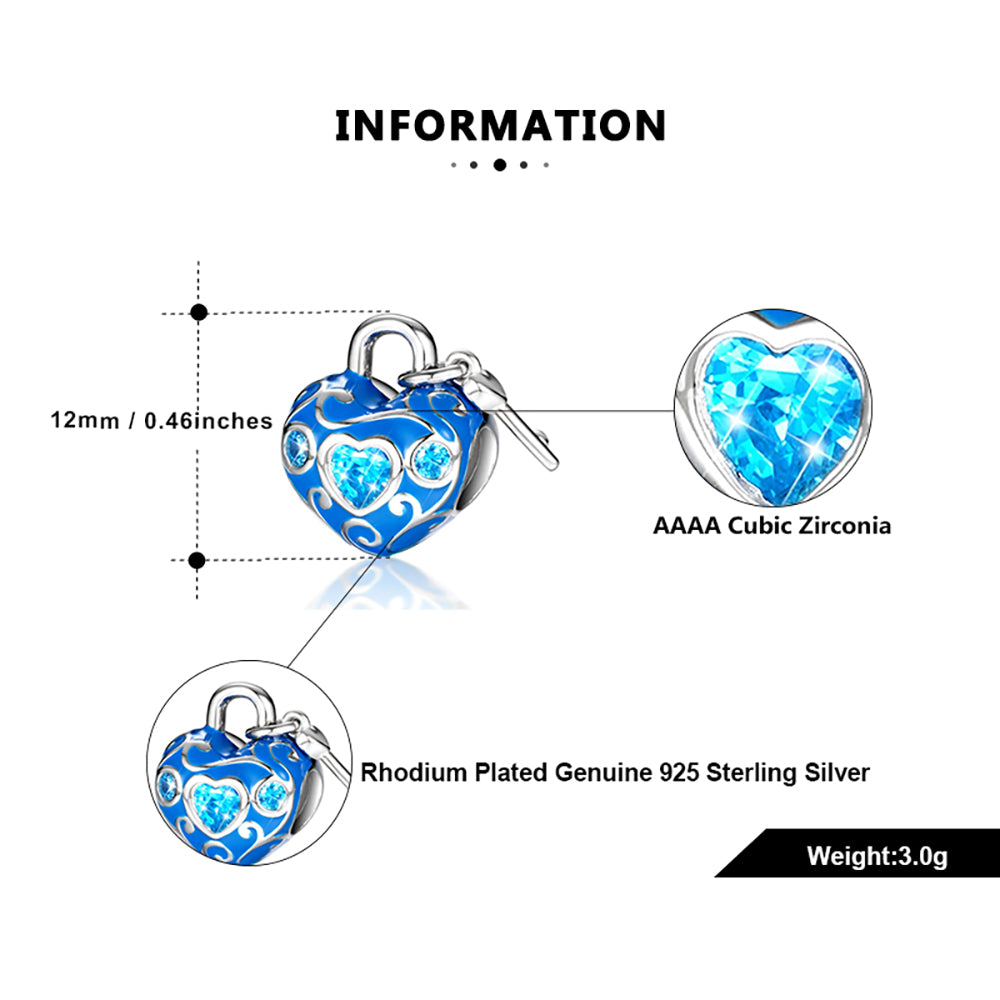 HeartKeyCharmEuropeanBeadSterlingSilverBlueCZGingerLyneCollection_Blue-4