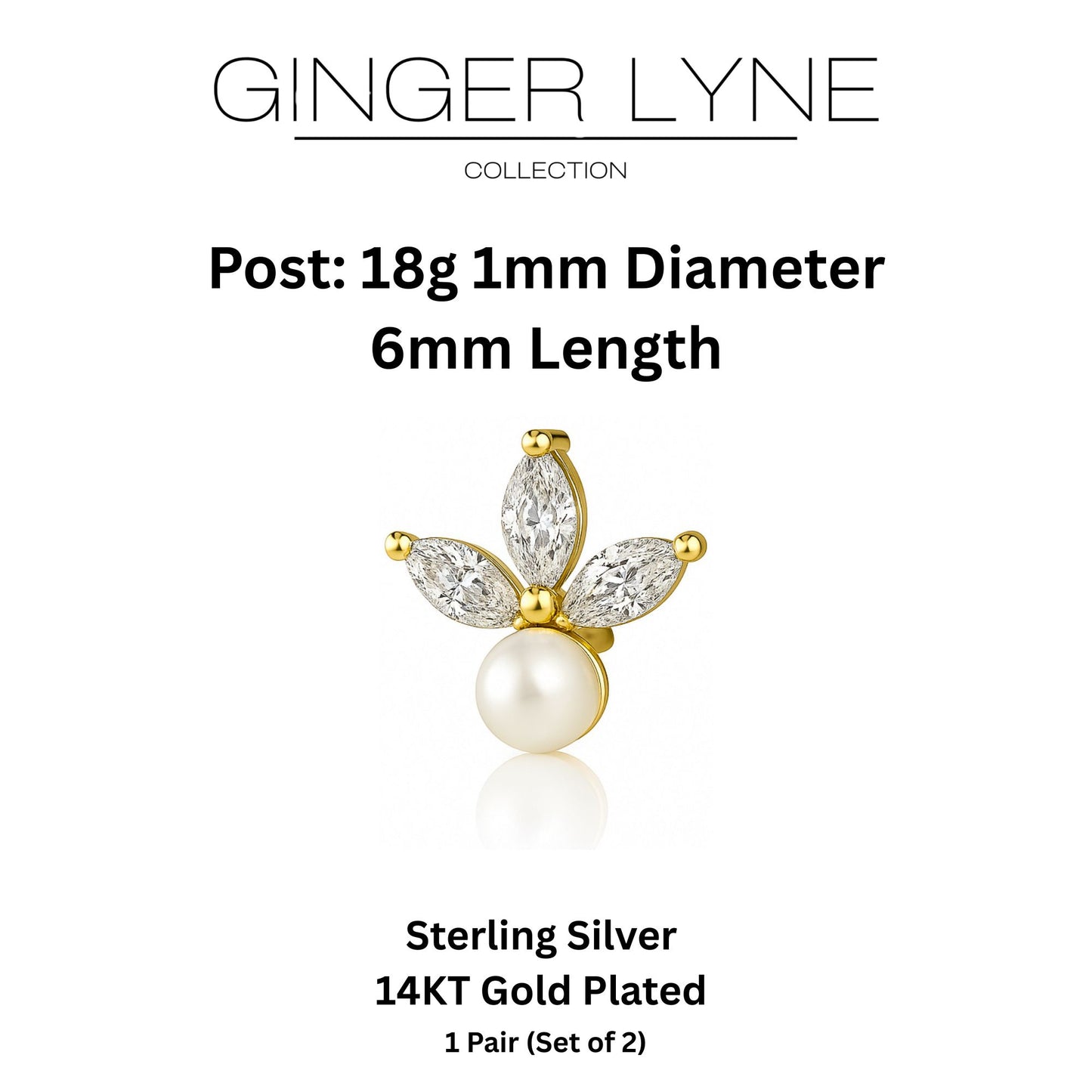 MarquiseCZFlatBackEarrings18gforCartilageHelixTragusLobeGoldPlatedSterlingSilver1pairbyGingerLyne_Gold-5