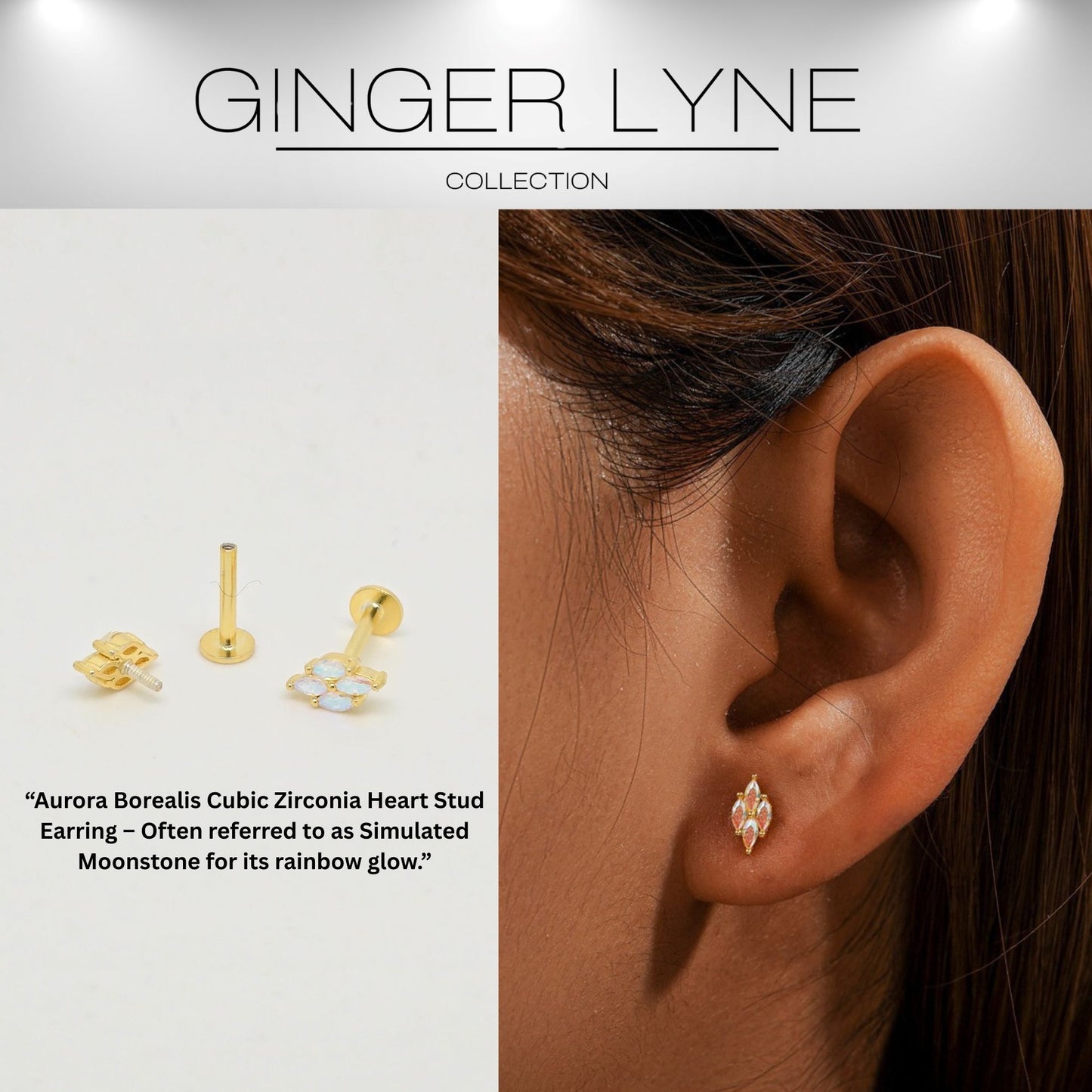 MarquiseCZFlatBackEarringsforCartilageHelixTragusLobe16gGoldPlatedSterlingSilver1pairbyGingerLyne_Gold-2