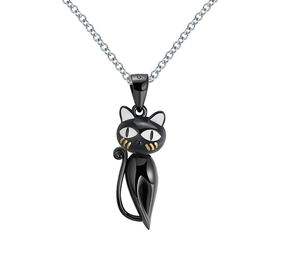 GinnyBlackCatNecklaceforWomenKittyPendantSterlingSilverGingerLyneCollection_Black-1