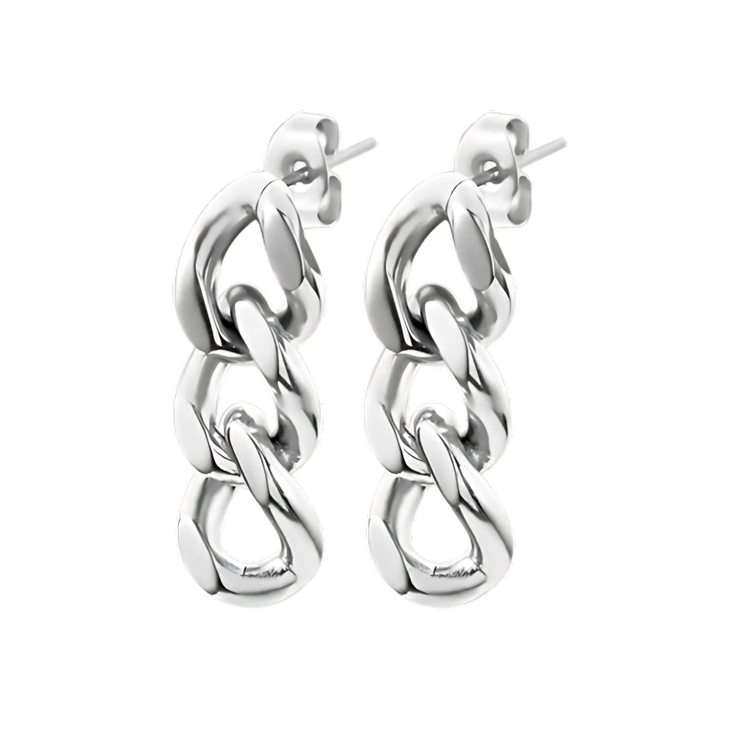 CubanChainLinkDangleChunkyEarringsforWomenGoldorSilverStainlessSteelGingerLyneCollection_Silver-1