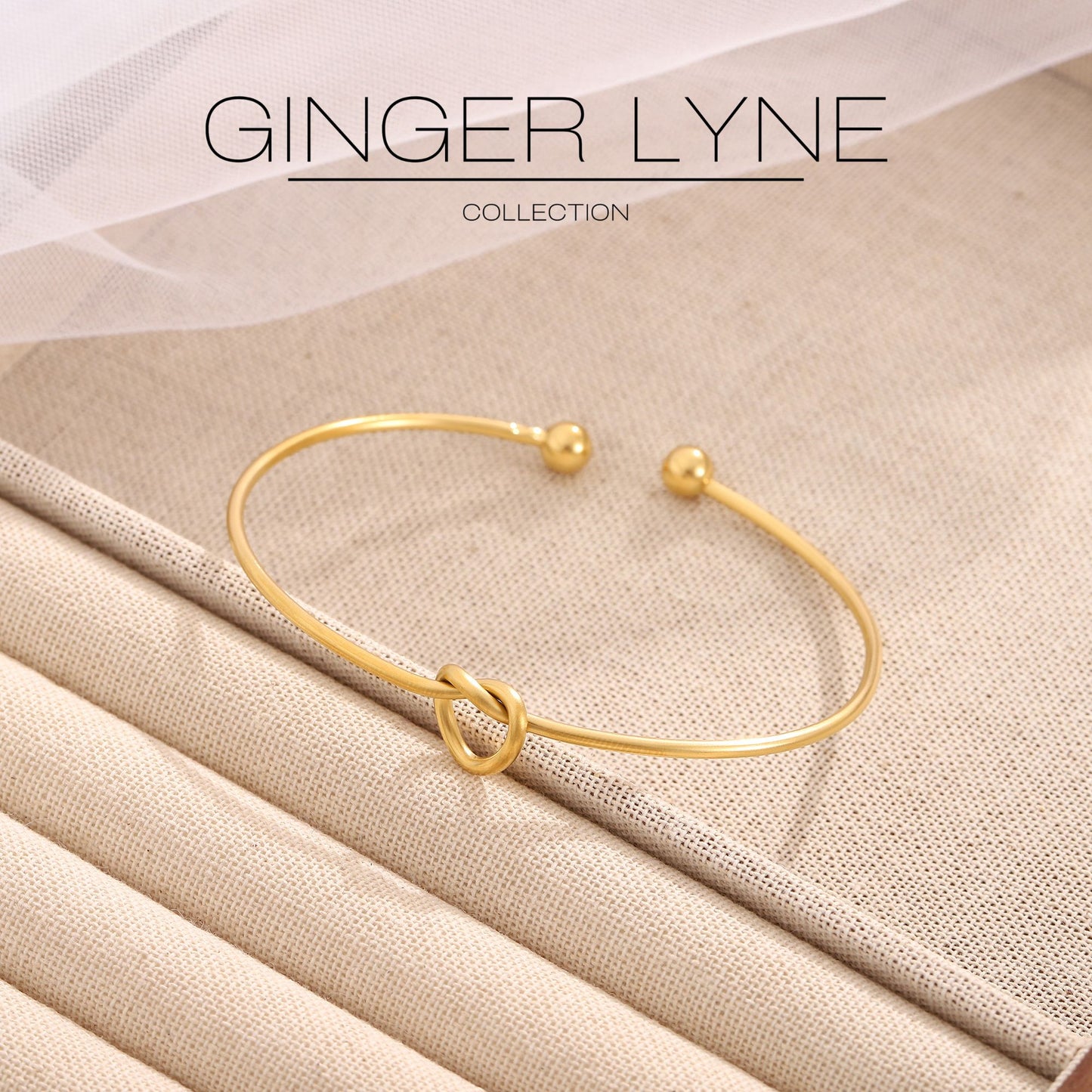 LoveKnotBraceletforWomenorMenbyGingerLyneBridalPartyGiftsLargeAdjustableBangle_Gold-3