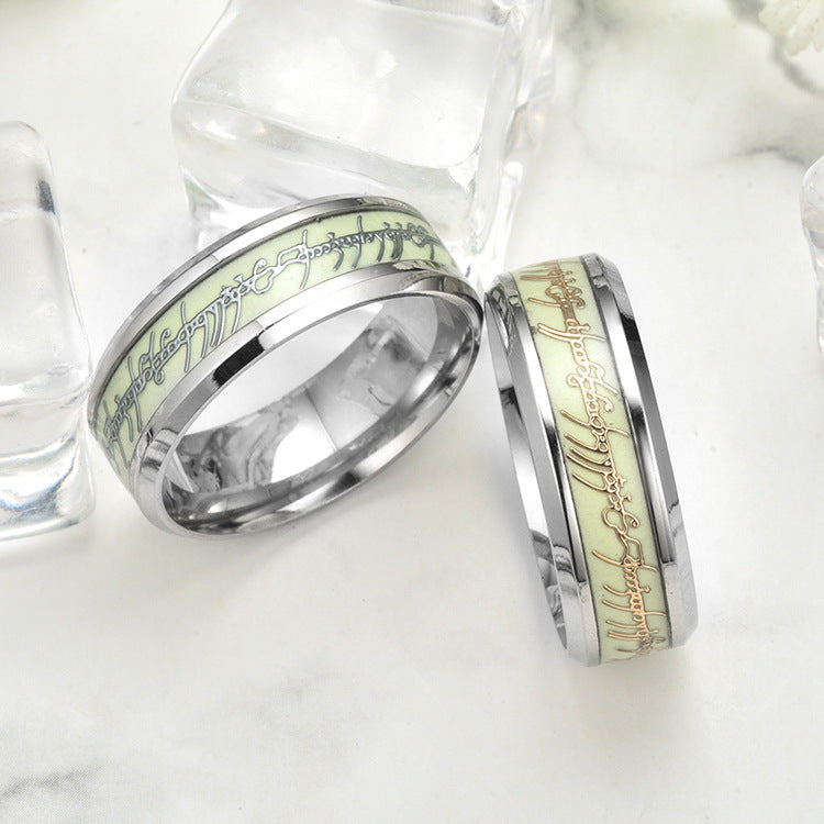 GlowinDarkWeddingBandRingforMenorWomen8mmStainlessSteelorBlackGingerLyne_GlowBlueGoldInlay-6