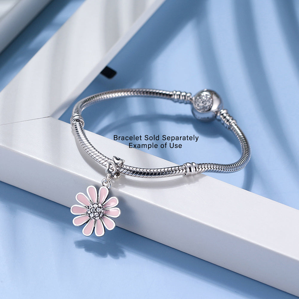 DaisyFlowerCharmEuropeanBeadCZSterlingSilverPinkGingerLyneCollection_Pink-2