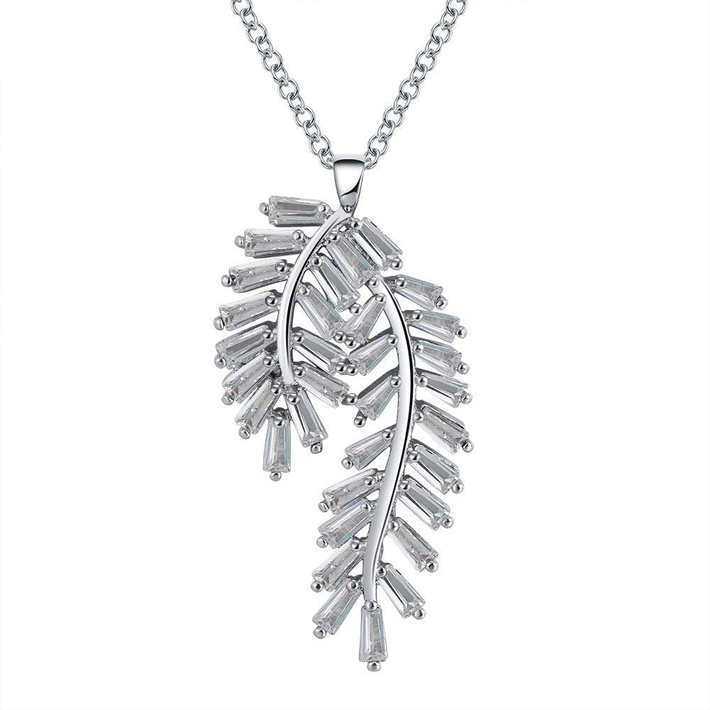 PendantNecklaceWomenforWomenFancyCurvedLeafDesignClearCzGingerLyneCollection_White-1
