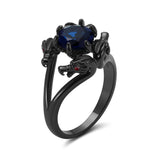 Load image into Gallery viewer, Dragon Ring Gothic Solitaire Cz Black Gothic Engagement Ring Girl Ginger Lyne Collection - Blue,9
