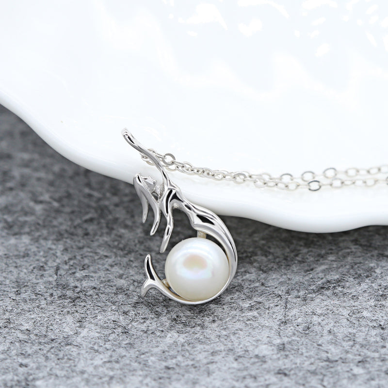 MermaidNecklaceSimulatedPearlSterlingSilverWomensbyGingerLyneCollection_Silver-2