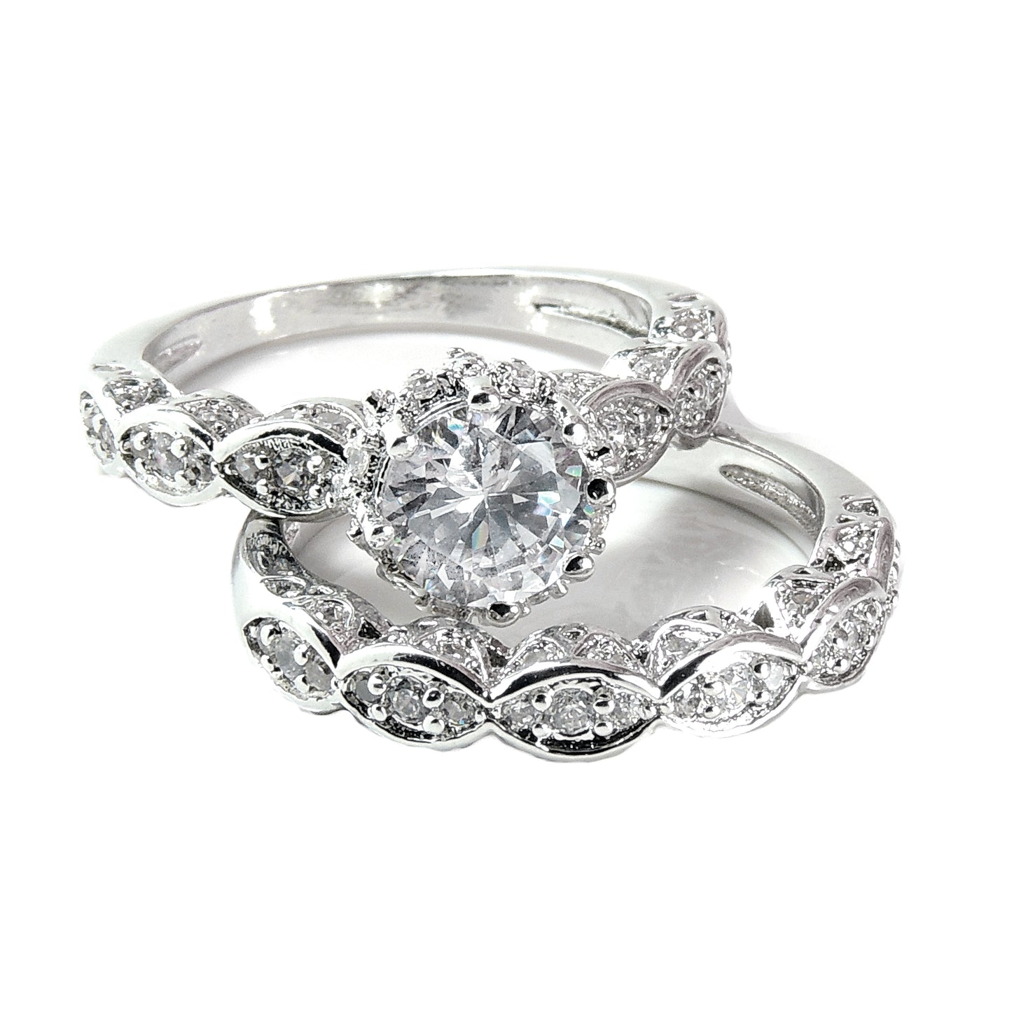 NickieWeddingRingSetEngagementRingMatchingBandCzWomensGingerLyneCollection_WhiteGoldPlated-2