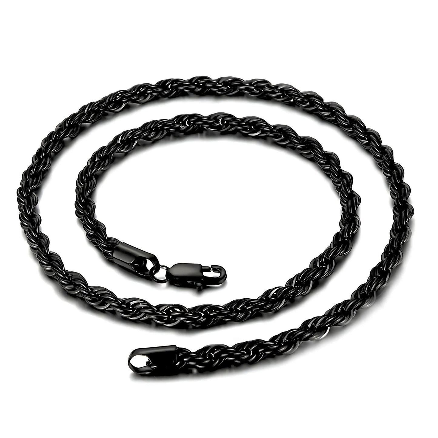 BlackRopeChainForWomenorMen20"Length4mmWidthLobsterClaspGingerLyneCollection_Black-1