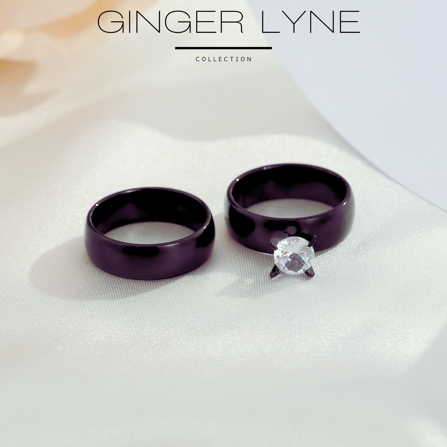 KindallWeddingRingSetforwomenGoldStainlessSteelEngagementRingandBandbyGingerLyne_Black-2