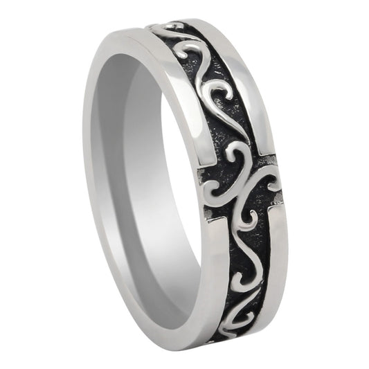 DavidCelticStainlessSteelWeddingBandRingMenWomenGingerLyneCollection_Silver-1