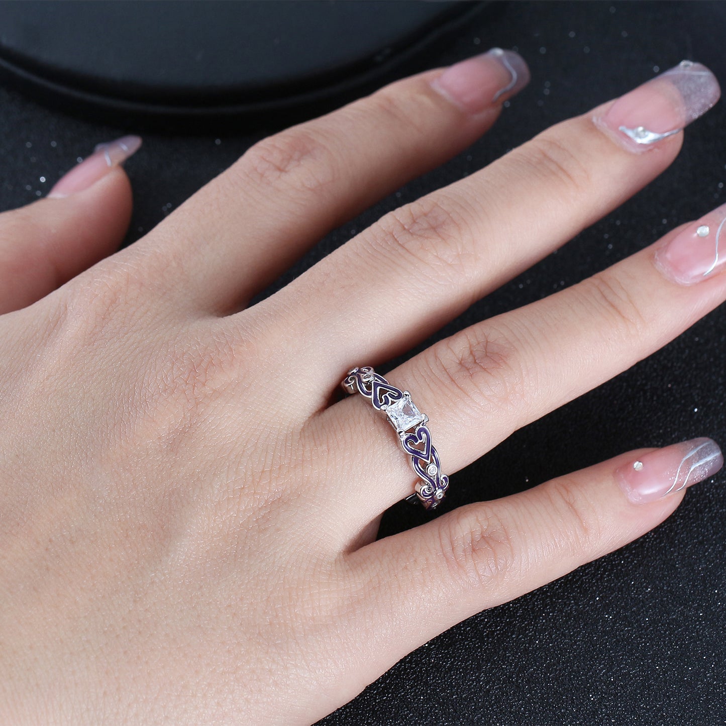 CherriPurpleWeddingRingSetforWomenCzPrincessEngagementRingMatchingBandGingerLyneCollection_Purple-4