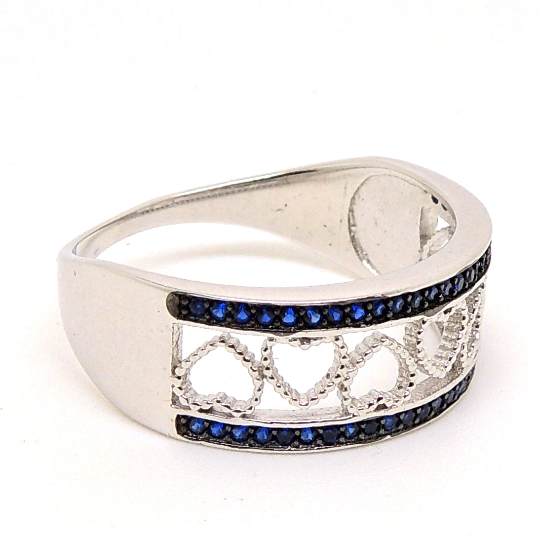 LacyHeartsBandRingSterlingSilverBlueCzWomensGingerLyneCollectionSize6_Silver-5
