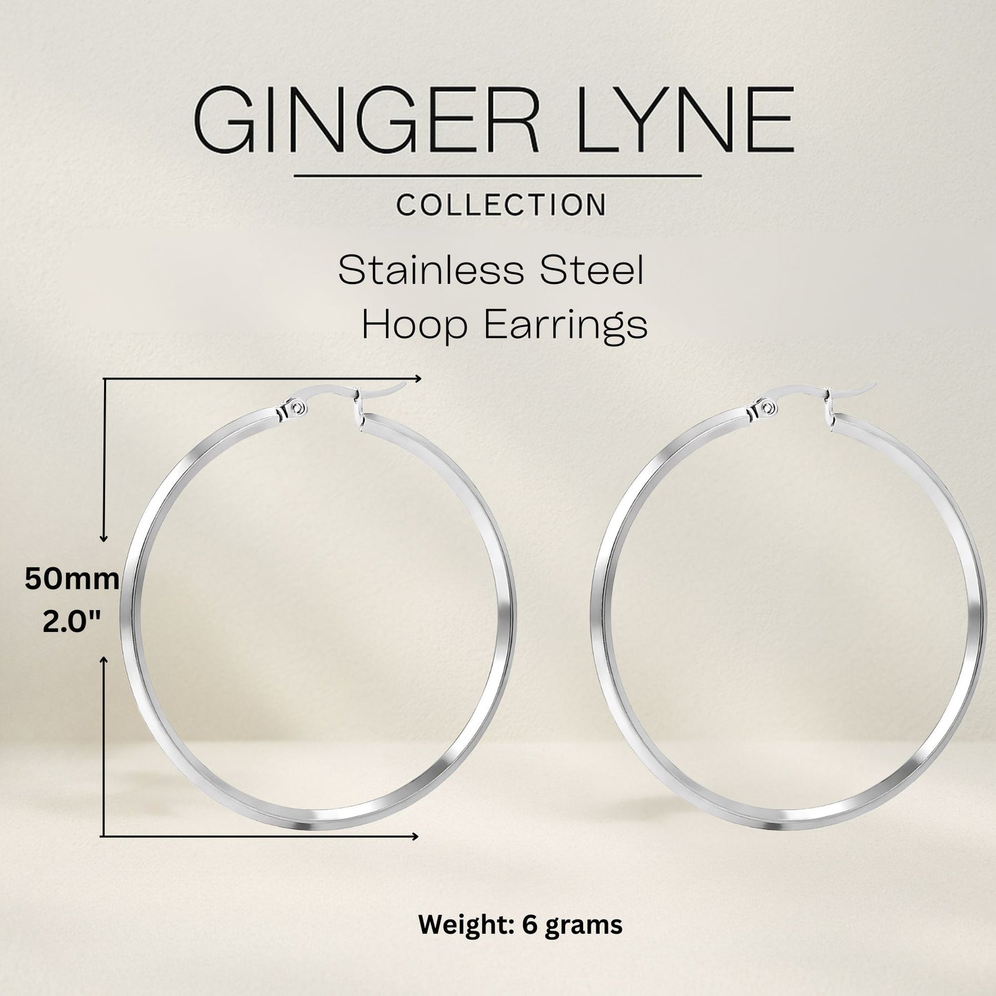 LargePlainHoopEarringsforWomenSilverToneStainlessSteelGingerLyneCollection_50mm-Silver-8