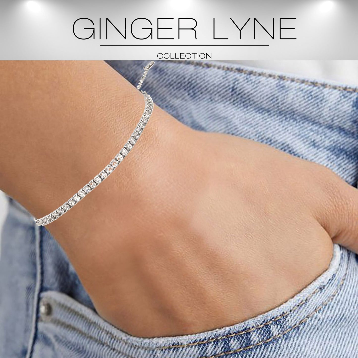 PaperclipChainHalfCZTennisBraceletforWomenAdjustableto7.5"SterlingSilverGingerLyneCollection_Clear-4