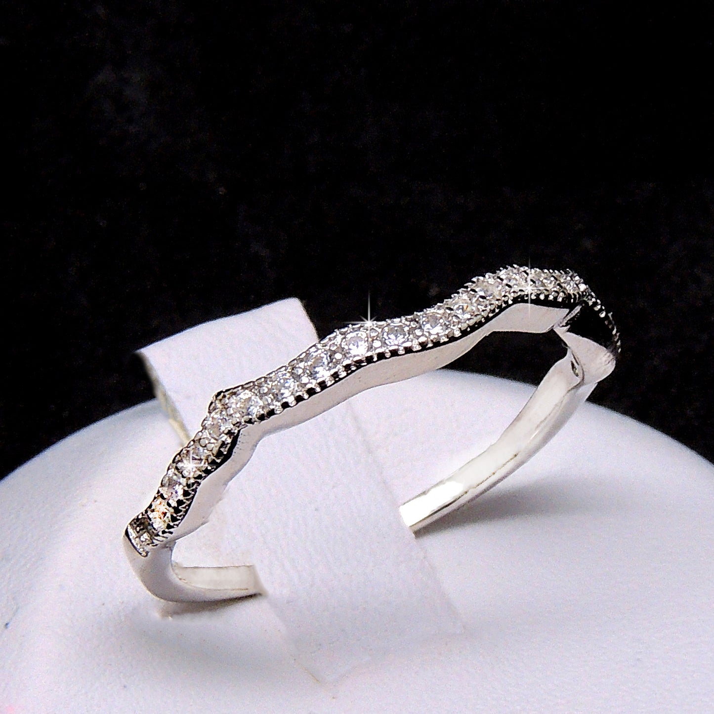 VersiaWeddingBandRingSterlingSilverCzScallopBridalWomensGingerLyneCollection_Silver-4