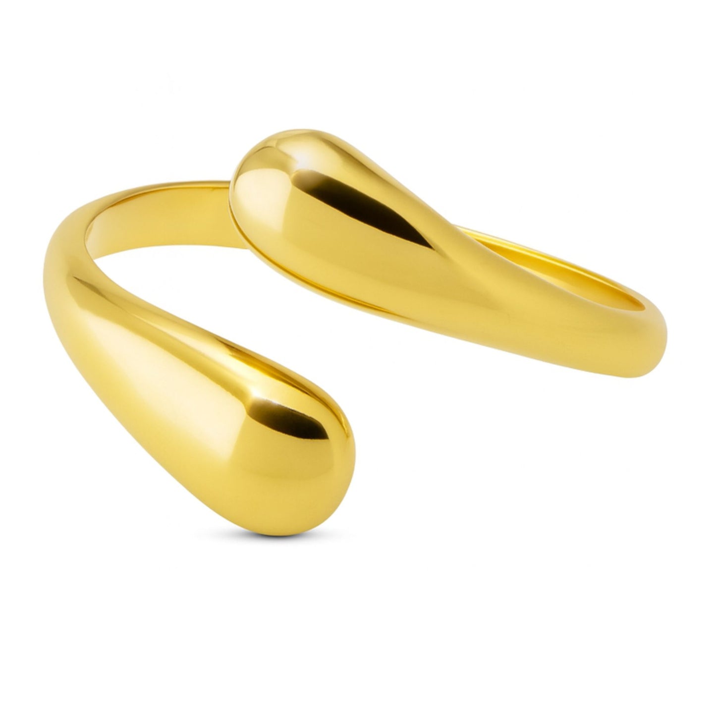 TeardropWrapRingforWomen14ktGoldPlatedStainlessSteelAdjustableCasualFashionRing_Gold-2