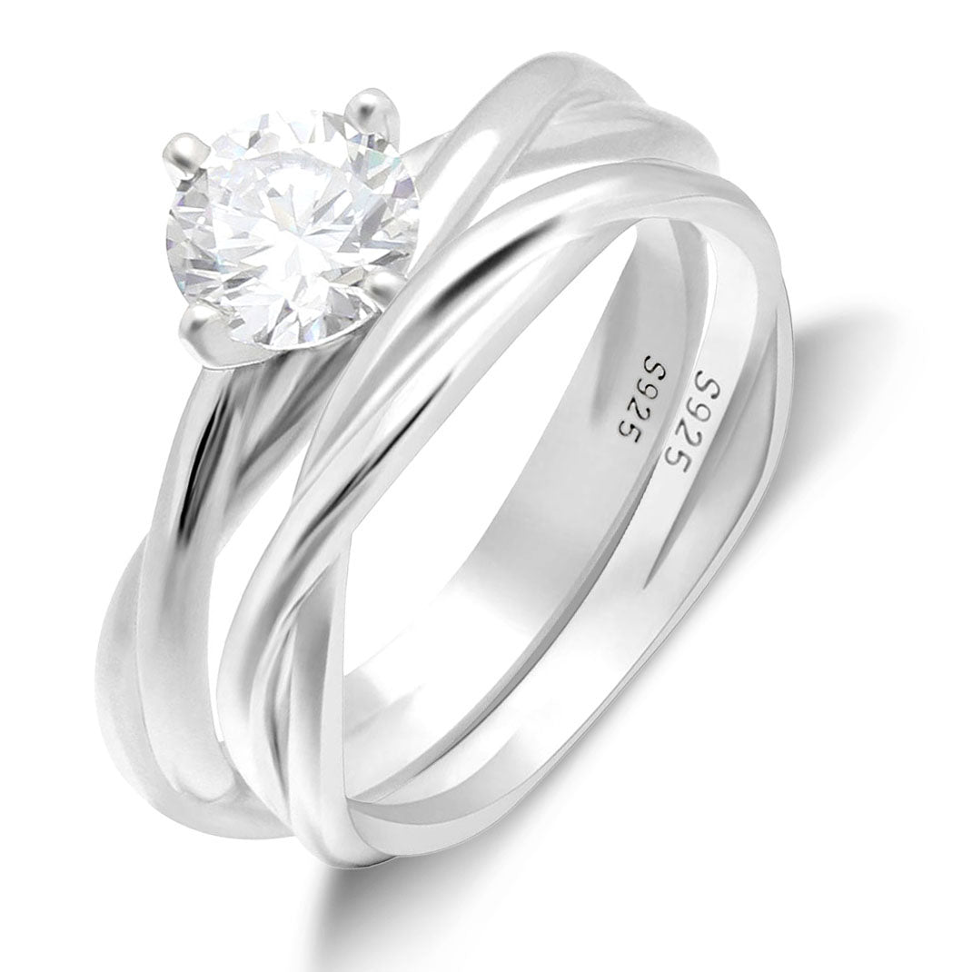 AuroraWeddingRingSetforWomenSterlingCzEngagementRingMatchingBandGingerLyneCollection_Silver-1