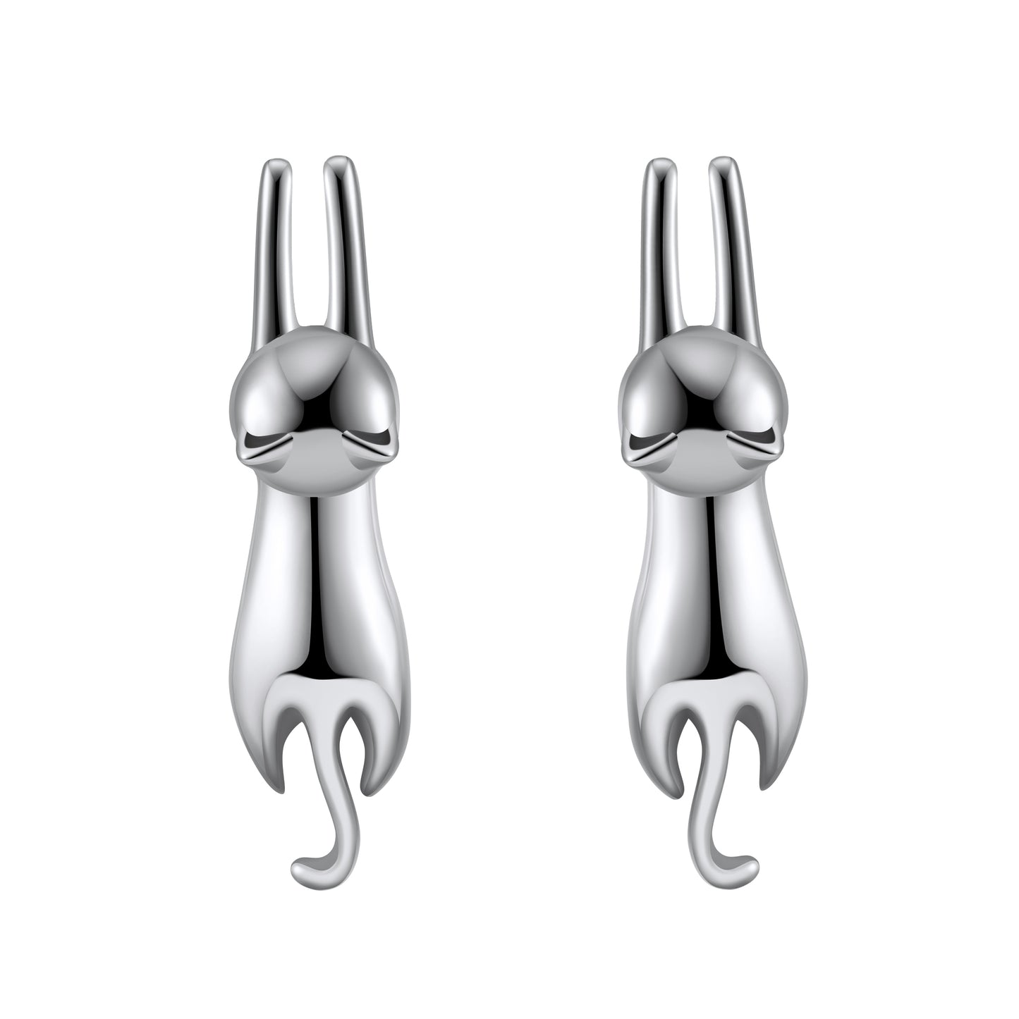 HangingCatKittyStudEarringsforWomenSterlingSilverGingerLyneCollection_Silver-1