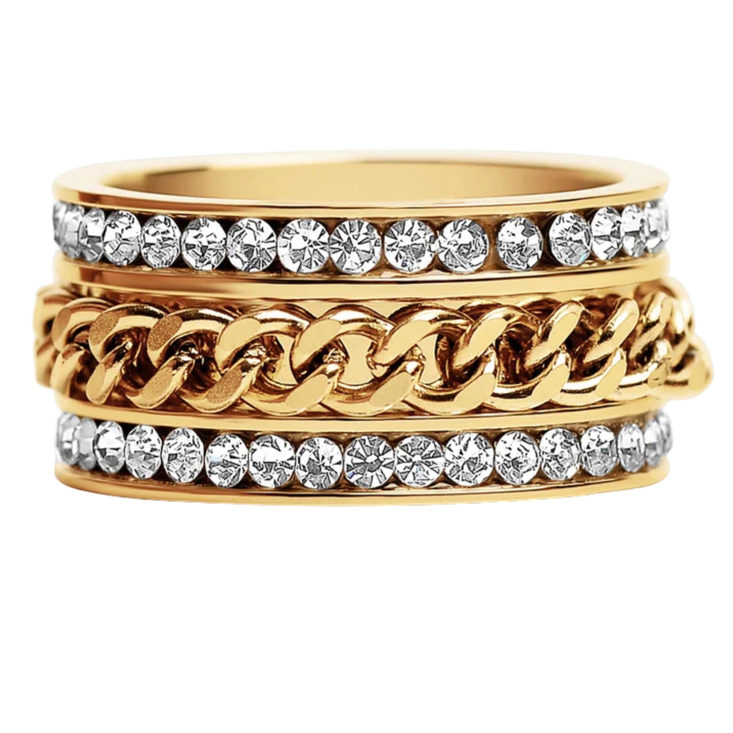 TwoRowCZSpinnerEternityRingforWomen14KtGoldPlatedStainlessSteelWideBandGingerLyneCollection_Gold-1
