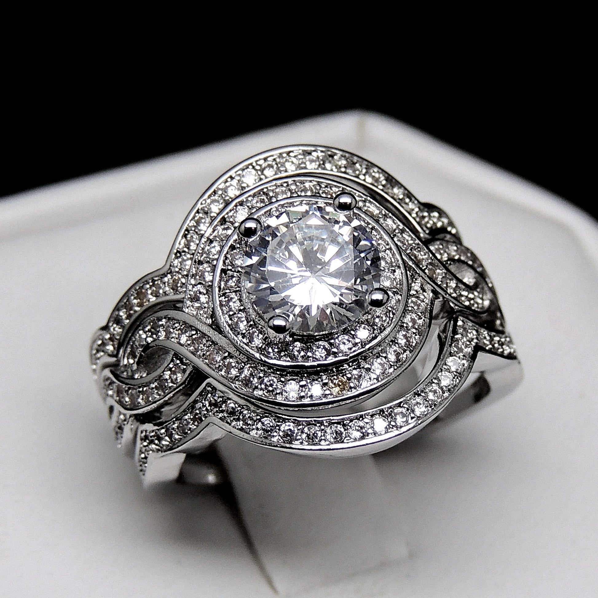 BarbaraWeddingRingSetforWomenHalo3pcEngagementMatchingBandsGingerLyneCollection_Silver-6