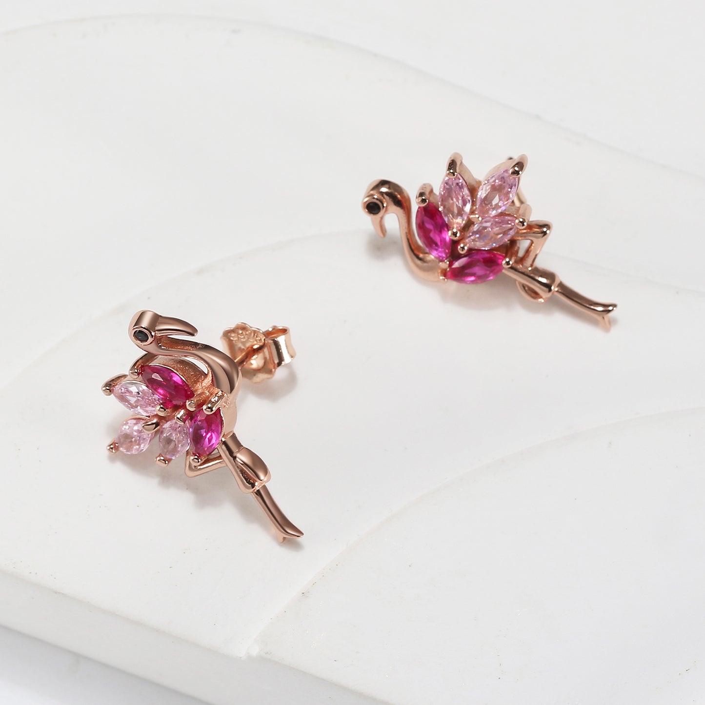 Pink Flamingo Earrings for Women Cz Rose Sterling Silver Ginger Lyne Collection - Earrings