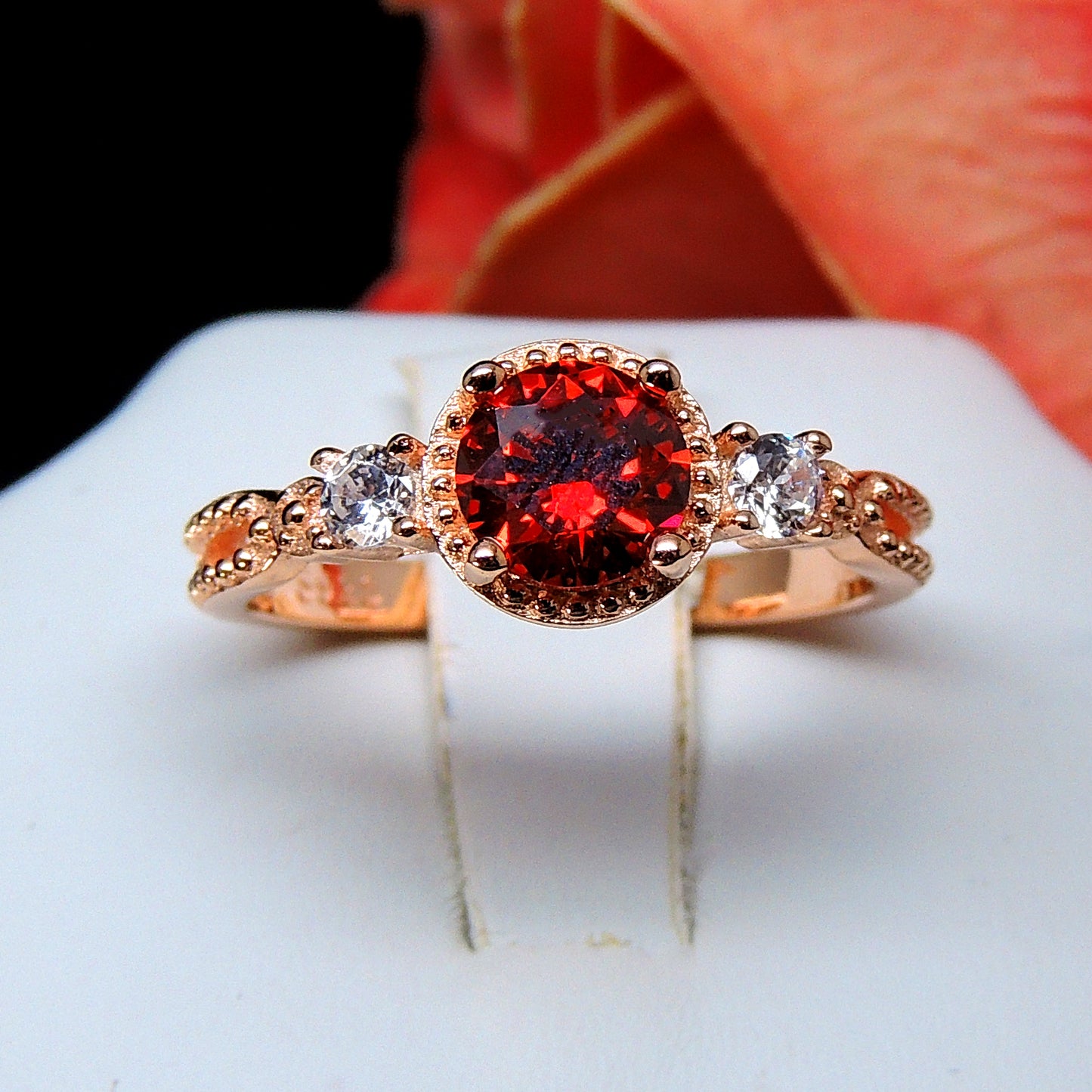 AlexandraBirthstoneRingRoseGoldSterlingSilverPurpleCZWomensGingerLyneCollection_Red-4