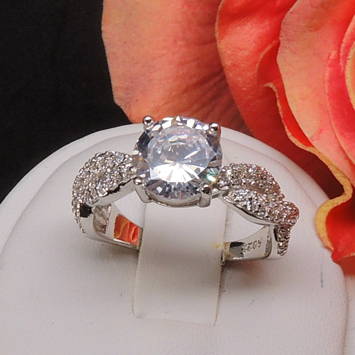 AndreaEngagementRingSterlingSilverTwist2CtCzWomensGingerLyneCollection_Silver-6