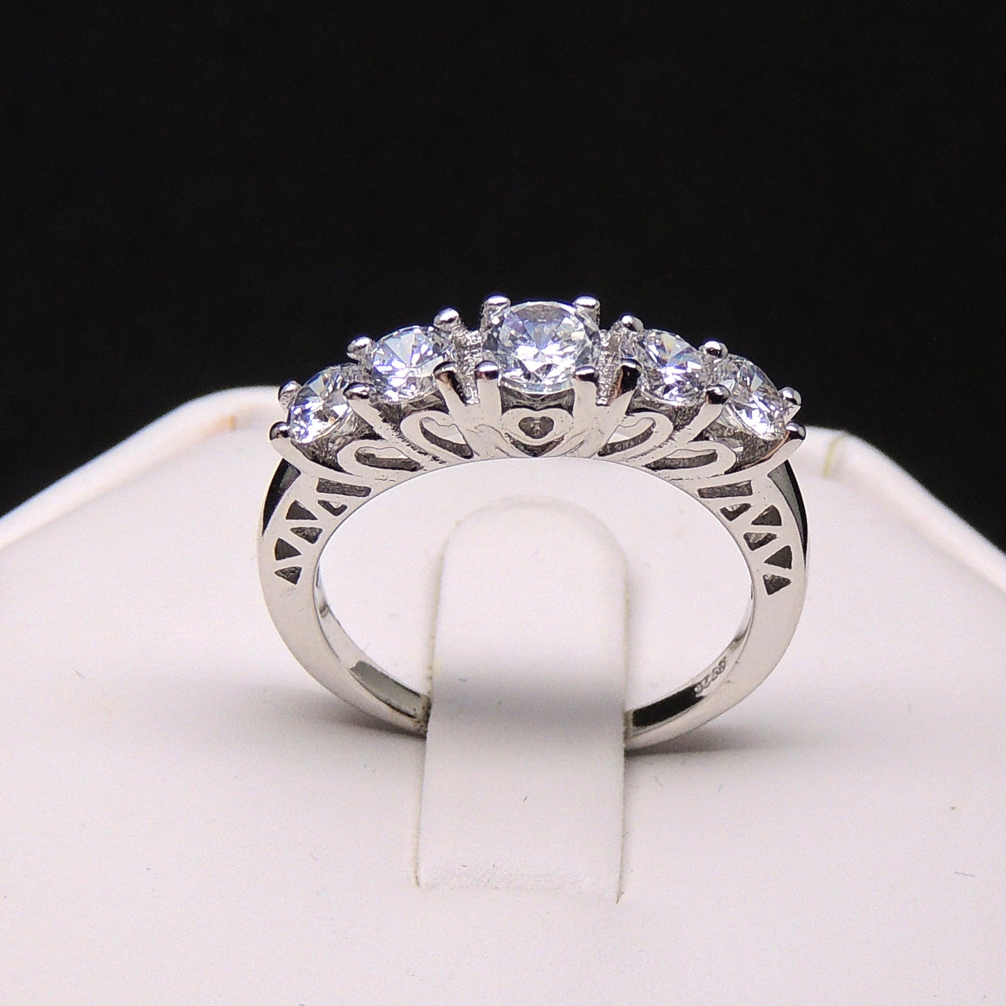 ScarletAnniversaryBandRingCzSterlingSilverWomensGingerLyneCollection10_Silver-2