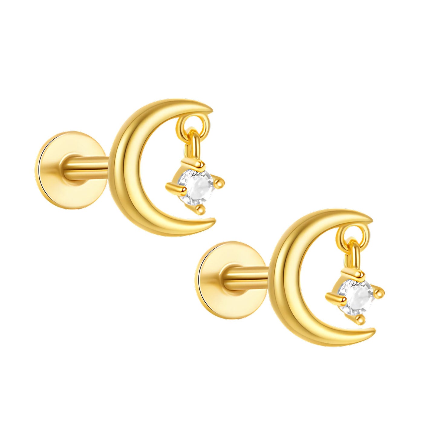 MoonandStarFlatBackEarringsforWomenSterlingSilver16gCartilageHelixLobeBodyPiercingStudGingerLyne_Gold-1