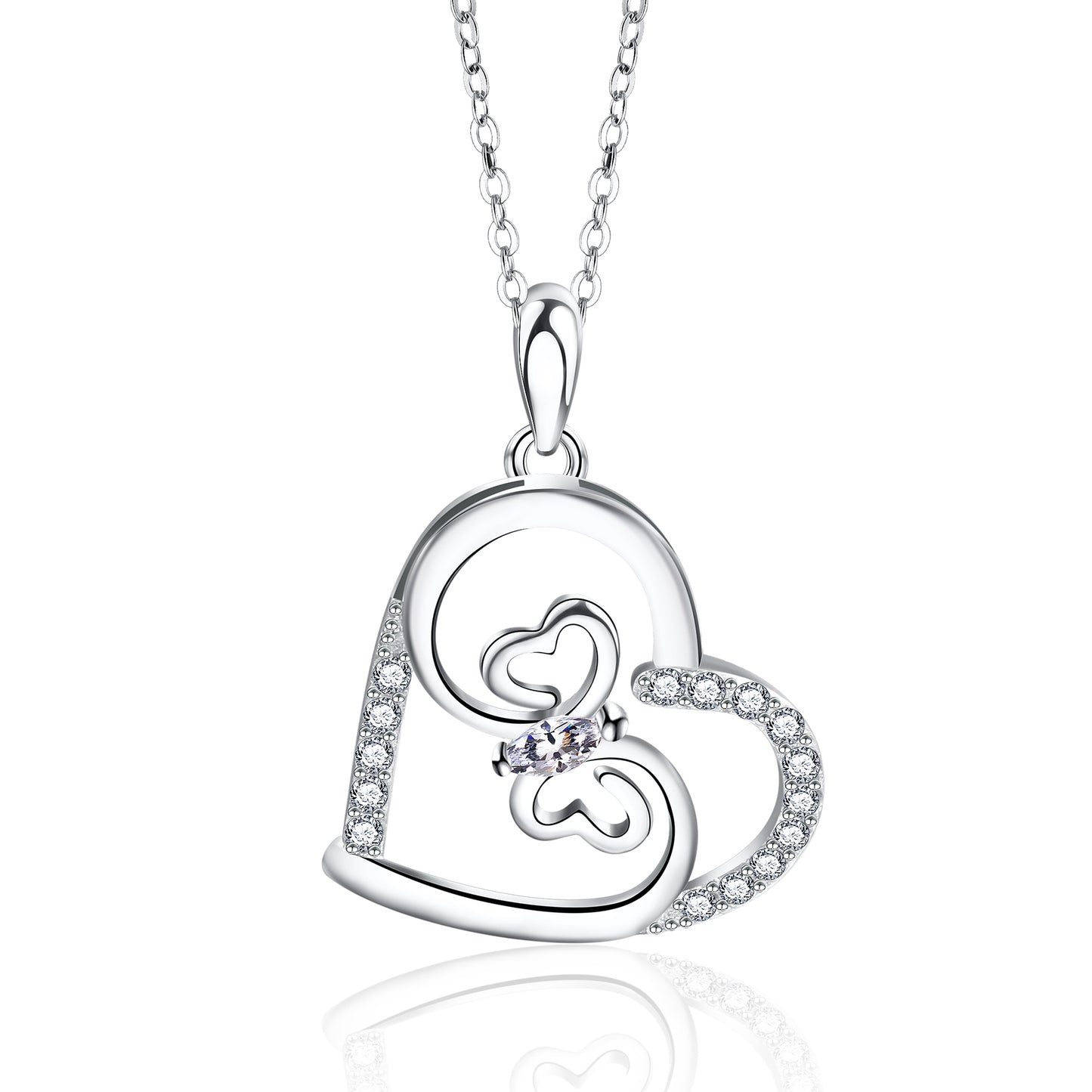 HeartsSterlingSilverCzPendantChainNecklaceforWomenGingerLyneCollection_clear-5