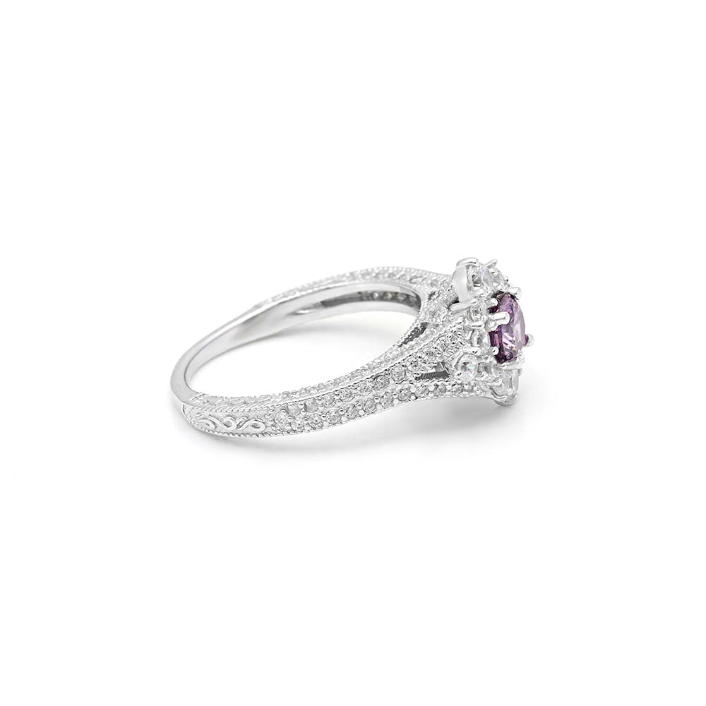 SelenaEngagementRingSterlingSilverCzClusterWomensGingerLyneCollection_Purple-6