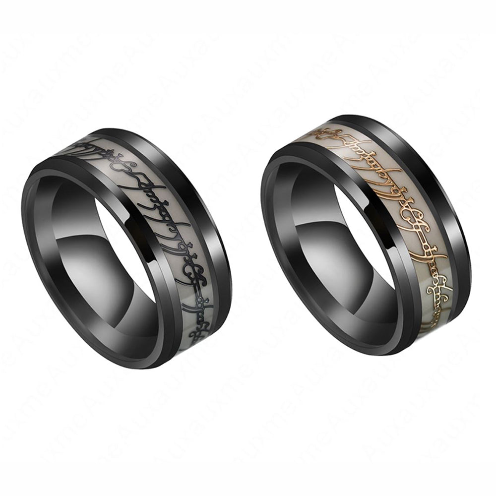 GlowinDarkWeddingBandRingforMenorWomen8mmStainlessSteelorBlackGingerLyne_BlackBlueSilver-5