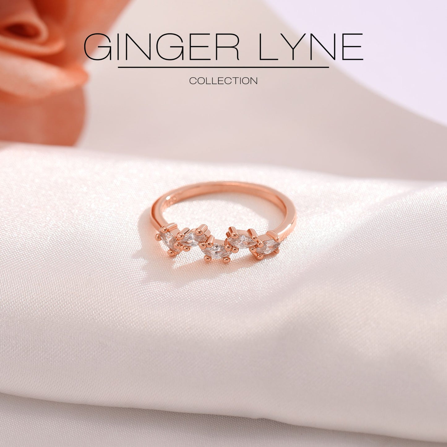 Maris Half Eternity Ring for Women Sterling Silver CZ Anniversary Wedding Band Stackable by Ginger Lyne