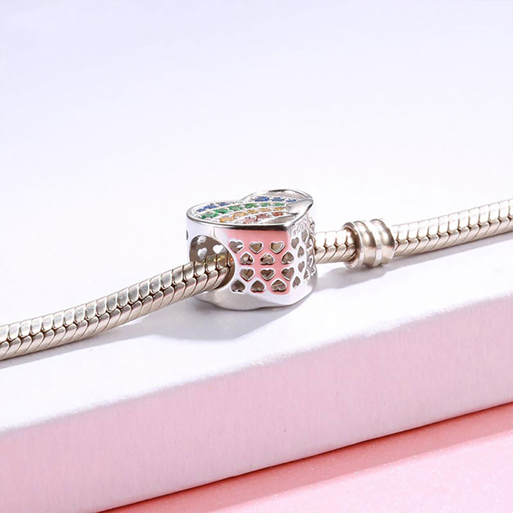 HeartCharmforWomenEuropeanBraceletBeadSterlingSilverRainbowCZGingerLyneCollection_Silver-3