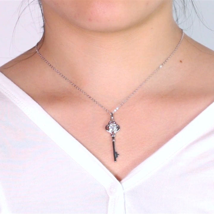 AmoreKeyNecklace1CtwWomensMoissaniteSterlingSilverGingerLyneCollection_Silver-3