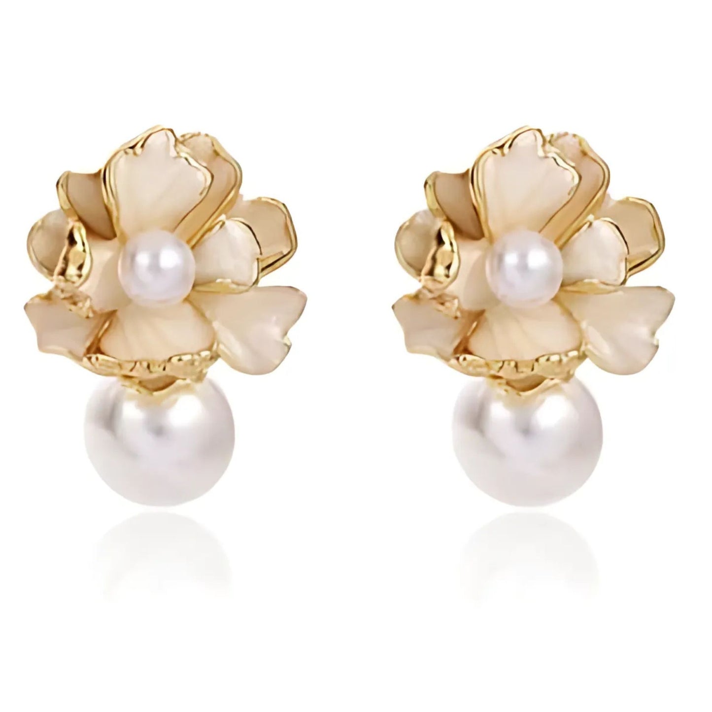 PearlBlossonEarringsforWomenGoldPlatedMotherofPearlFloweringStudDangleGingerLyne_White-1