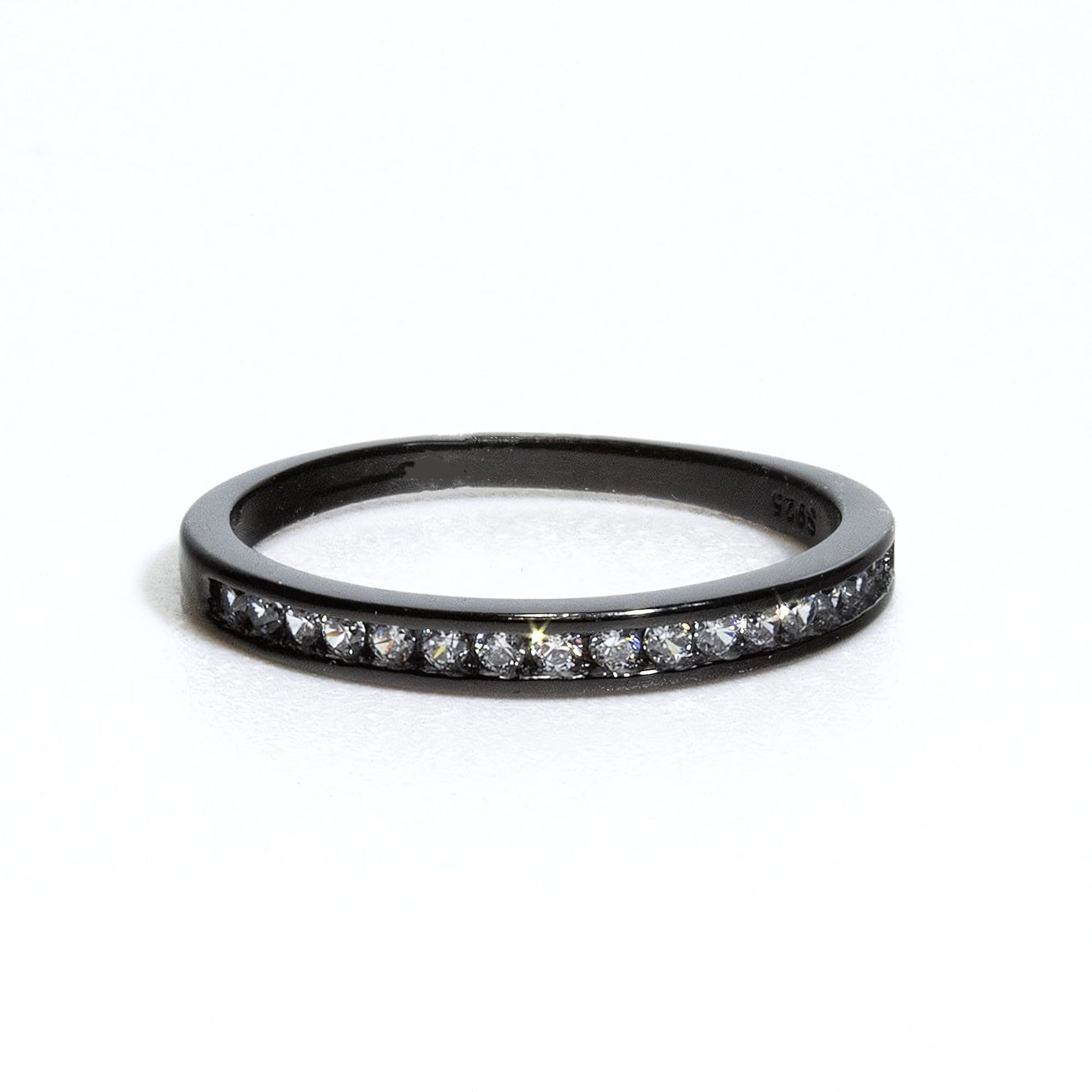 VictoriaAnniversaryBandRingSterlingSilverCzWomensGingerLyneCollection_BlackClear-2