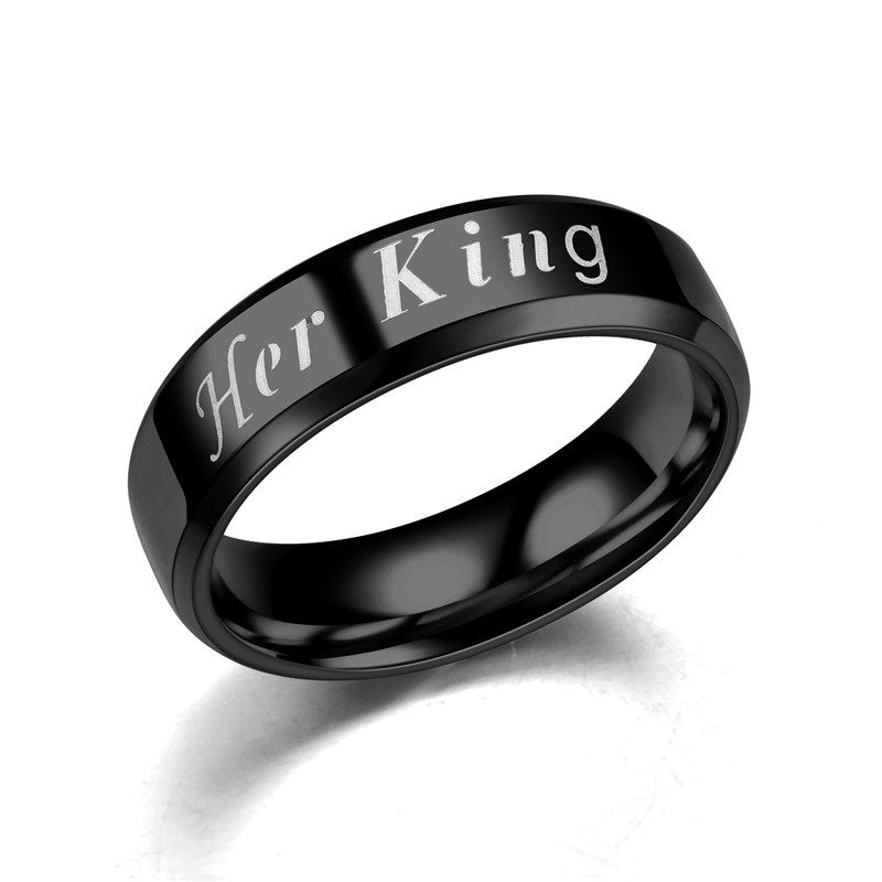 KingorQueen6or8mmStainlessSteelWeddingBandRingMenorWomenbyGingerLyne_Male-KingBlack-3