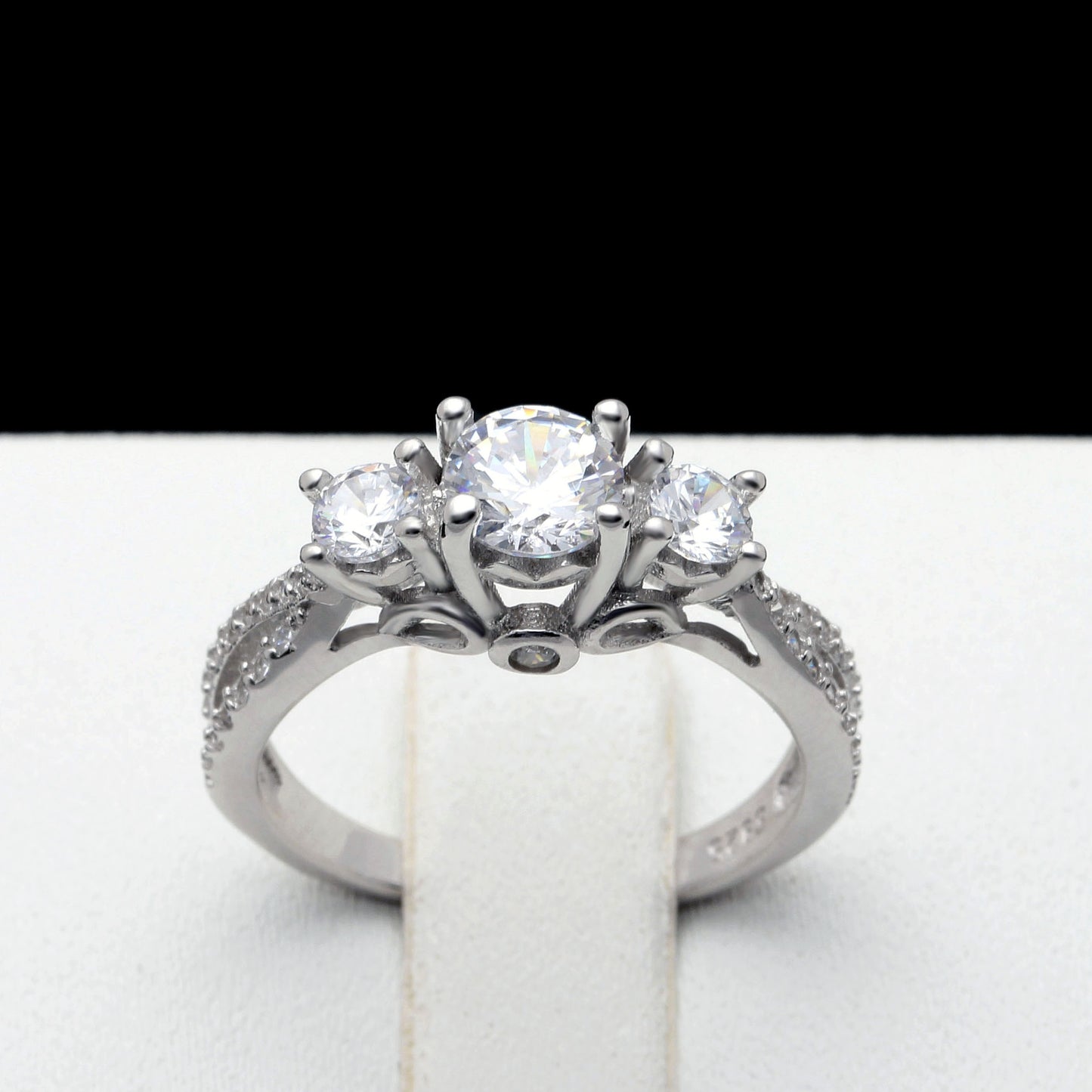 HeidiEngagementRingSterlingSilver3StoneCzWomensGingerLyneCollection_Silver-2