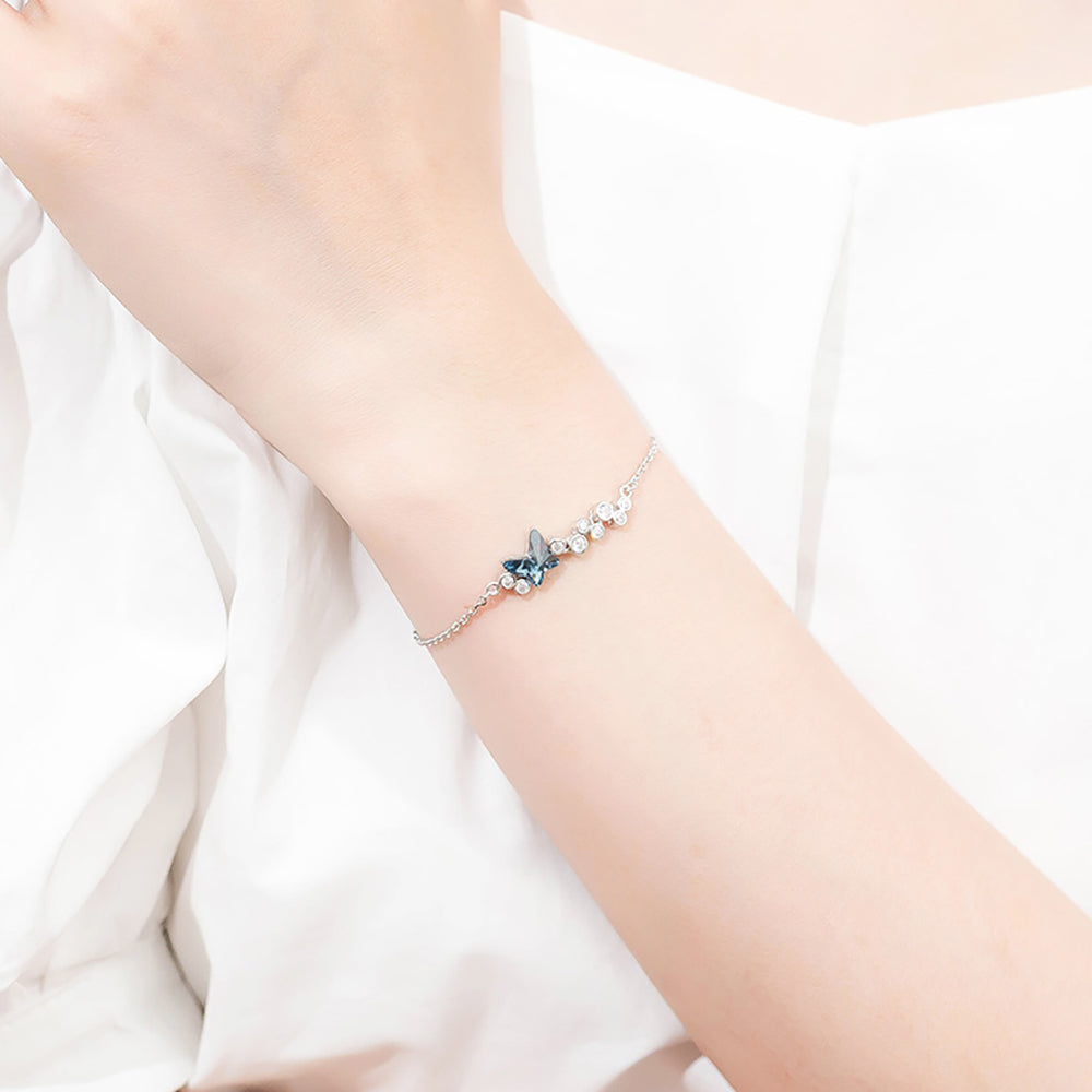 ButterflyBraceletforWomenSterlingSilverBlueElementCrystalGingerLyneCollection_Blue-4