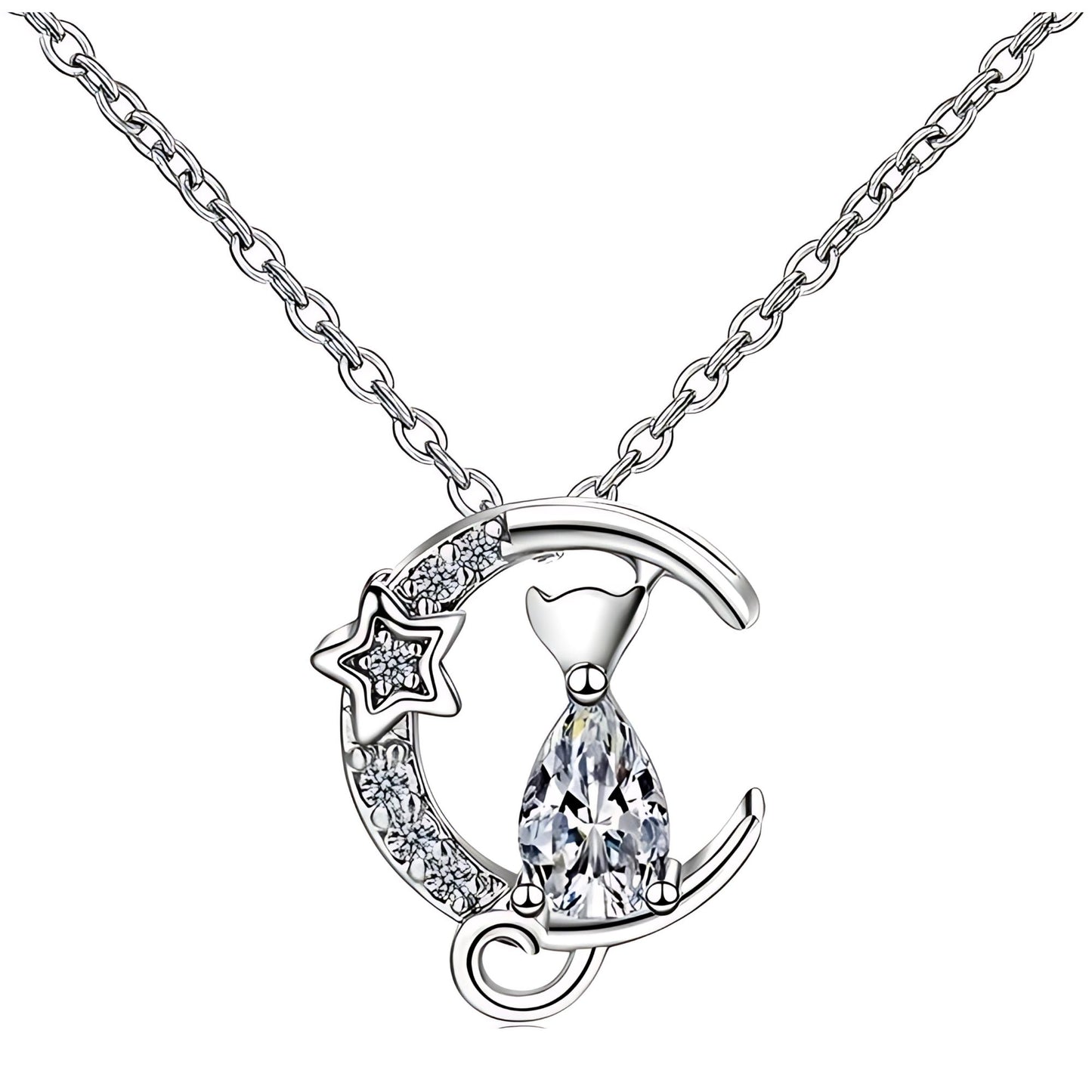 CatonMoonNecklaceforWomenKittenPendantandChainCubicZirconiaGingerLyneCollection_Clear-1