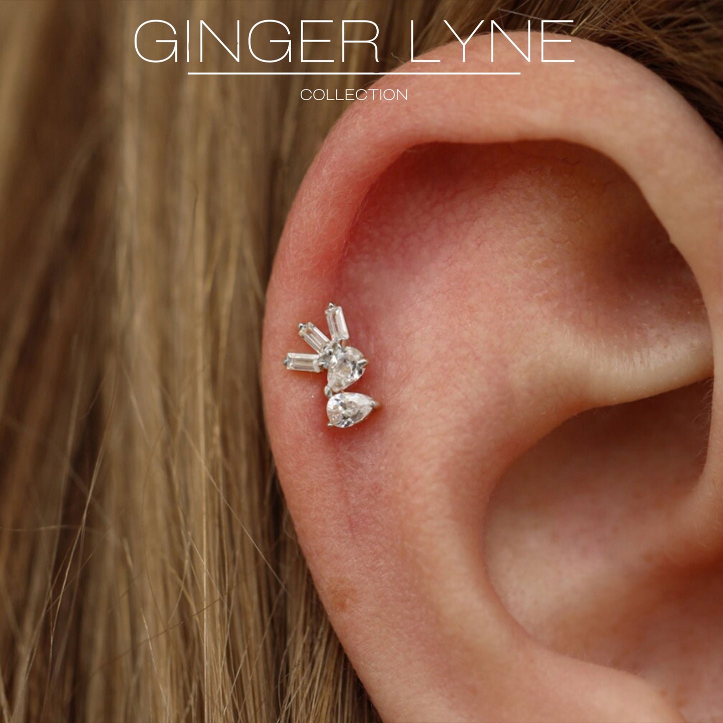 PearBaguetteCZFlatBackEarringsforCartilageHelixTragusLobe16g8mmSterlingSilver1pairbyGingerLyne_Silver-4