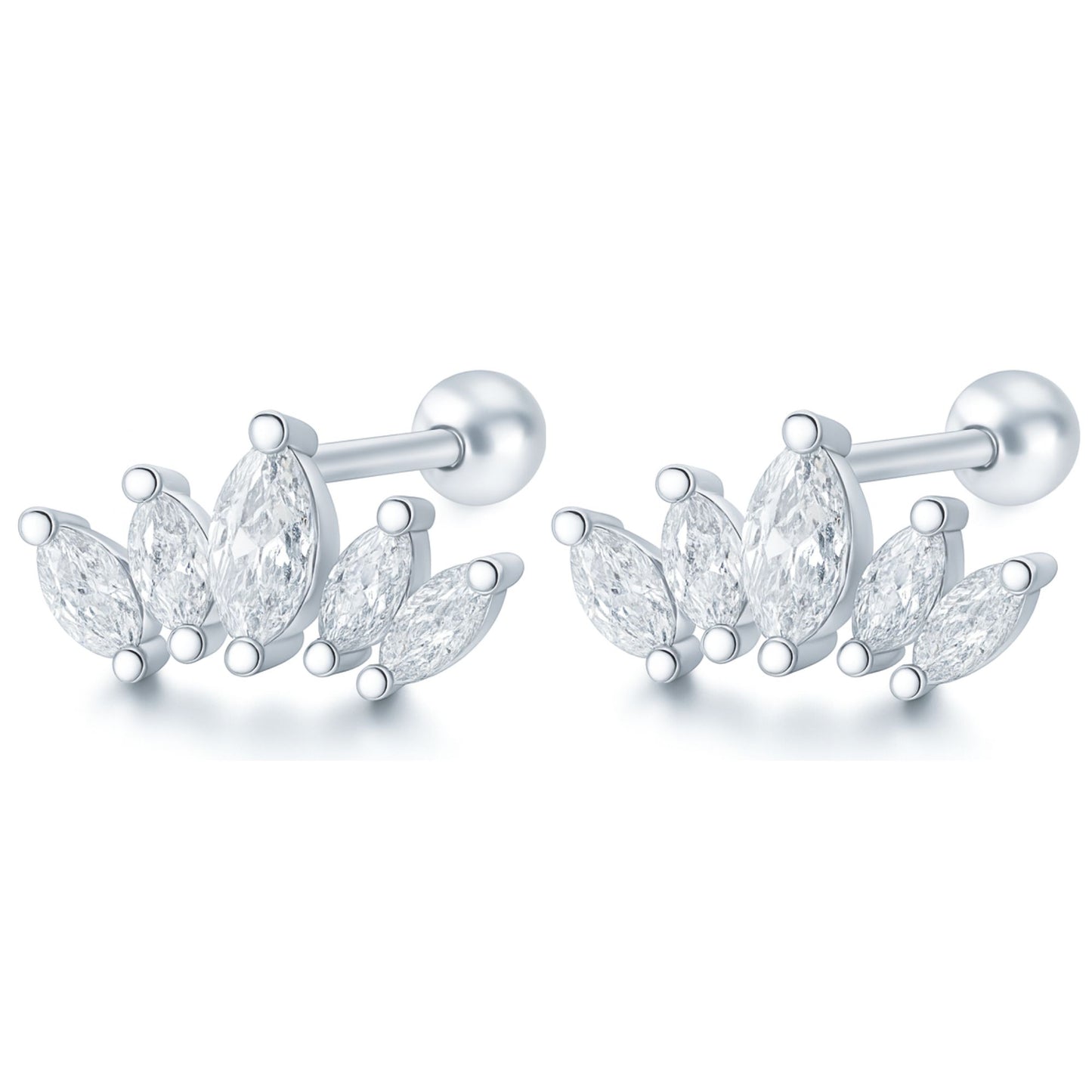 MarquiseCZFlatBackEarringsforCartilageHelixTragusLobe18g6mmPostSterlingSilver1pairbyGingerLyne_Silver-1