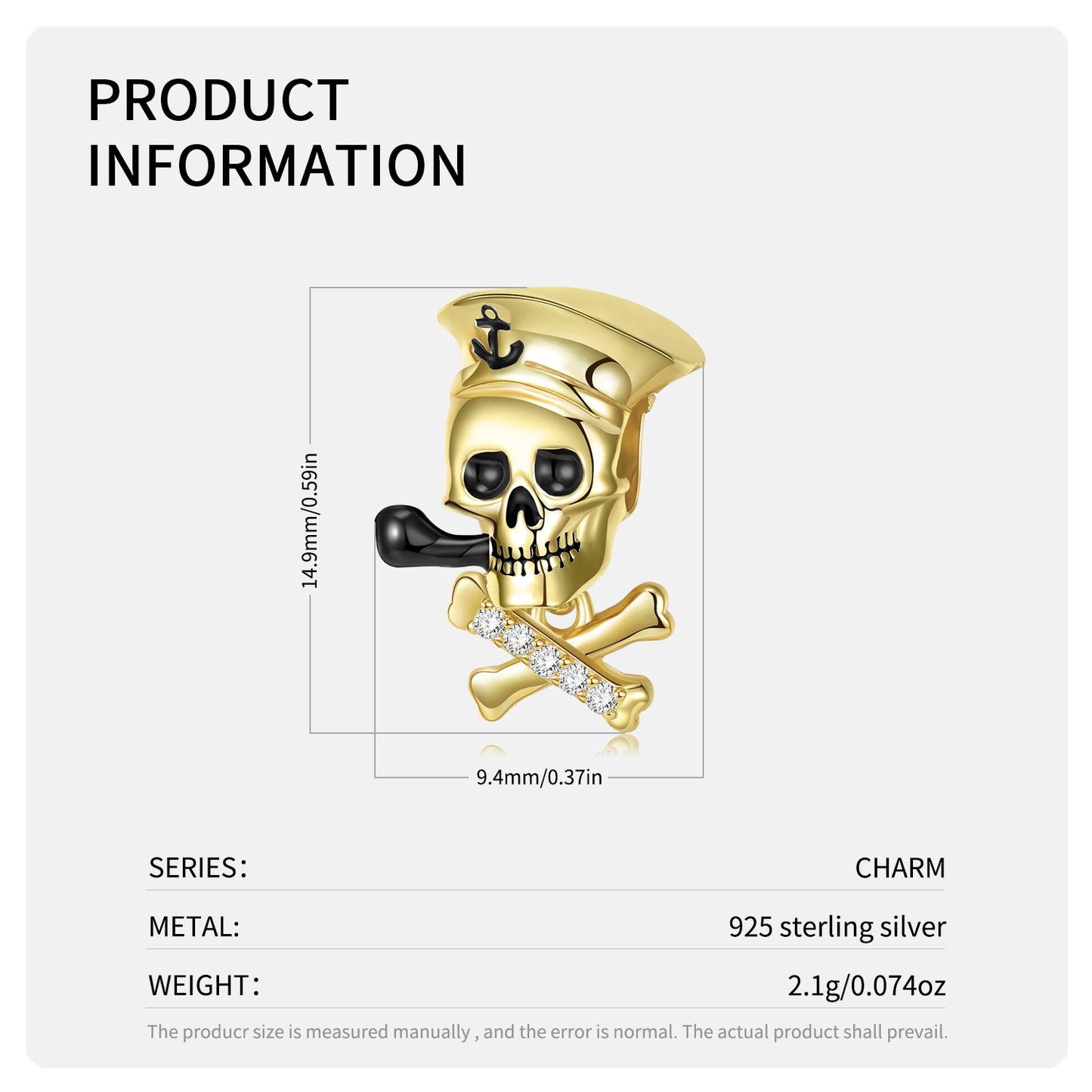 SkullSailorGothicCharmEuropeanBeadCZSterlingSilver-GingerLyneCollection_Gold-2