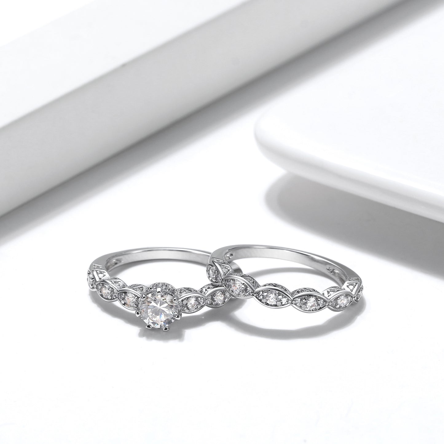 NickieWeddingRingSetEngagementRingMatchingBandCZWomensGingerLyneCollection_Silver-2