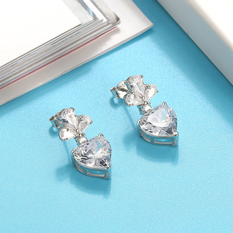 HeartDropStudEarringsforWomenSterlingSilverClearCzWomensGingerLyneCollection_Silver-4