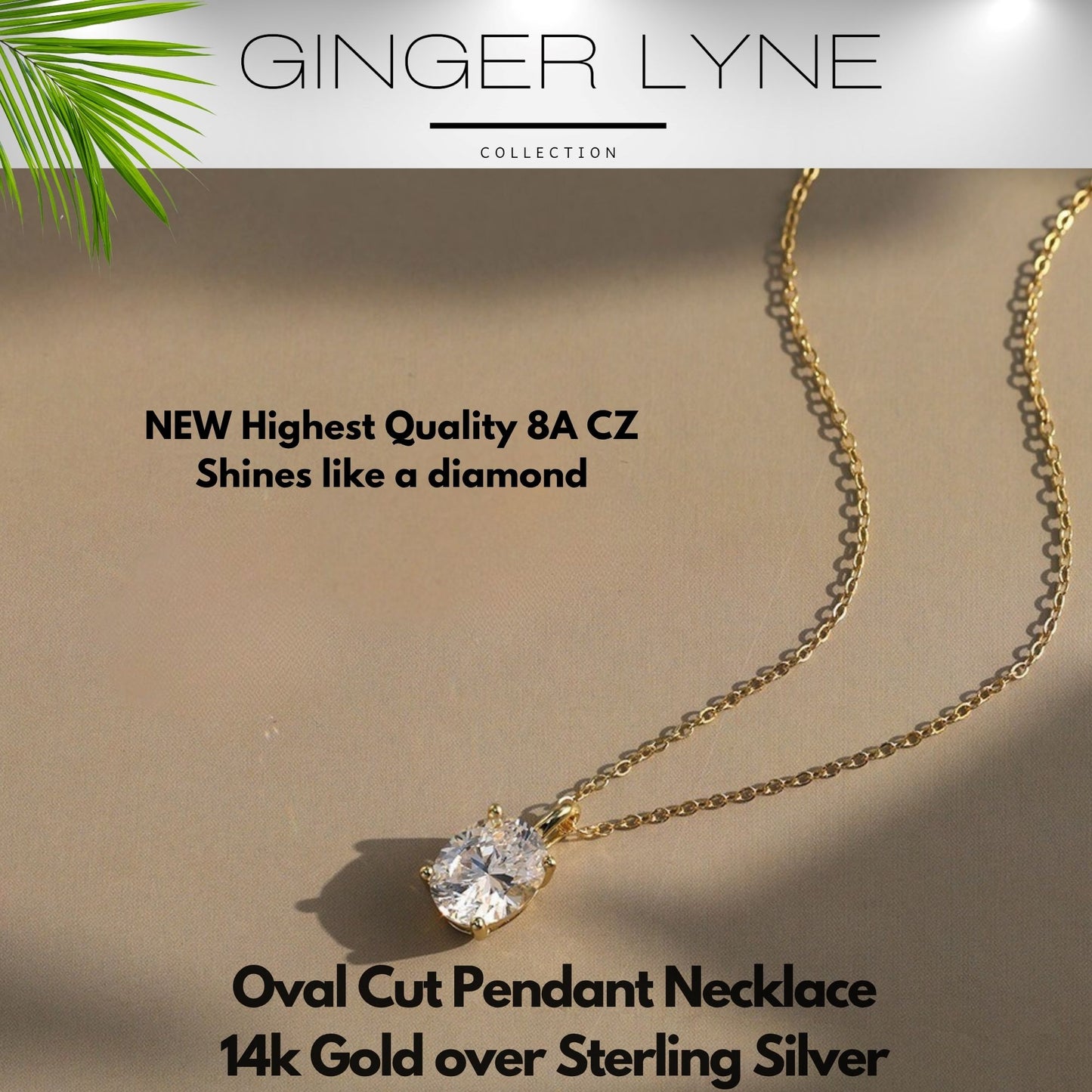 OvalSolitaireNecklaceforWomenSterlingSilver2.5Ct8ACubicZirconiaPendant18"ChainbyGingerLyne_-7