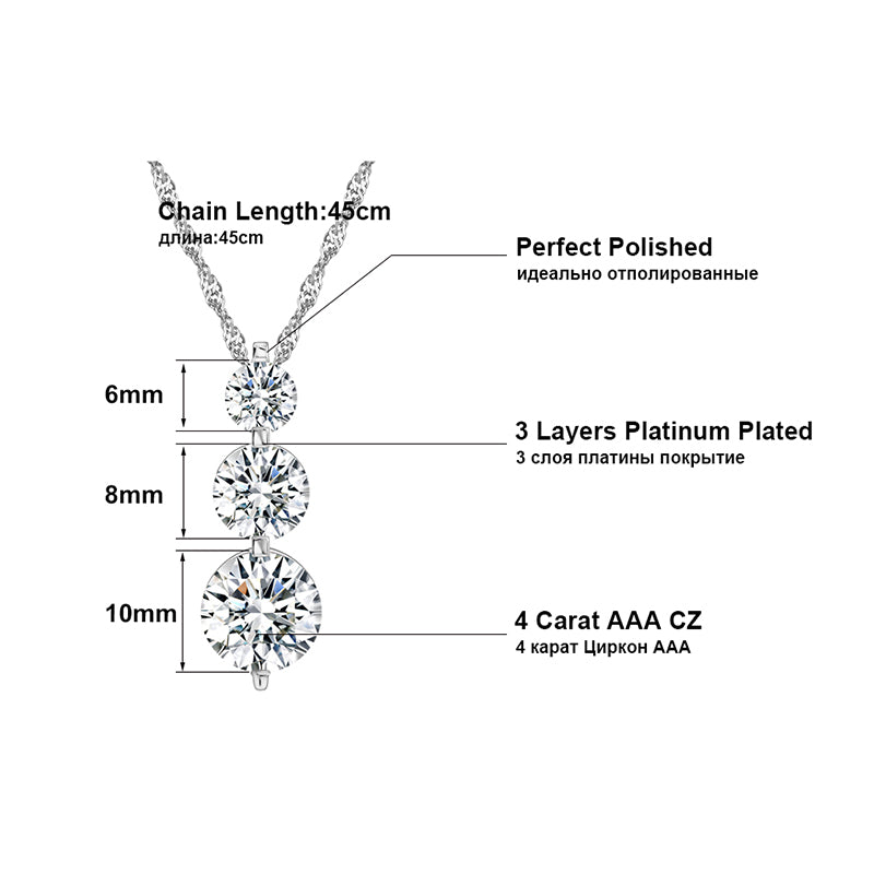 ThreeStonePendantNecklaceforWomenRoundCascadingCZbyGingerLyneCollection_Silver-6